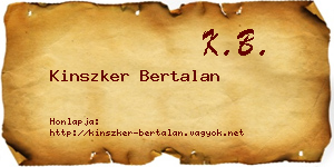 Kinszker Bertalan névjegykártya